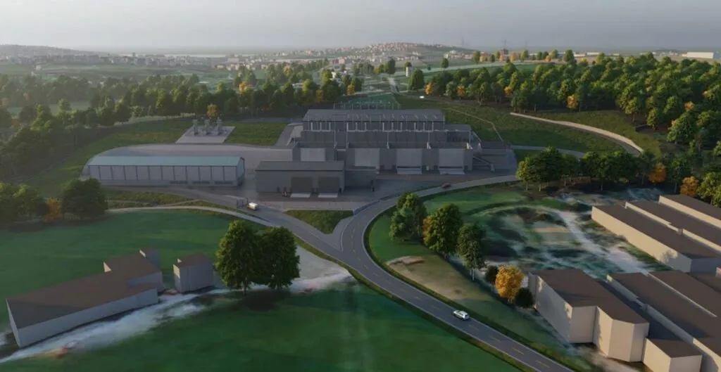 Illustrasjon av Krossberg transformatorstasjon ved Stølaheia i Stavanger.